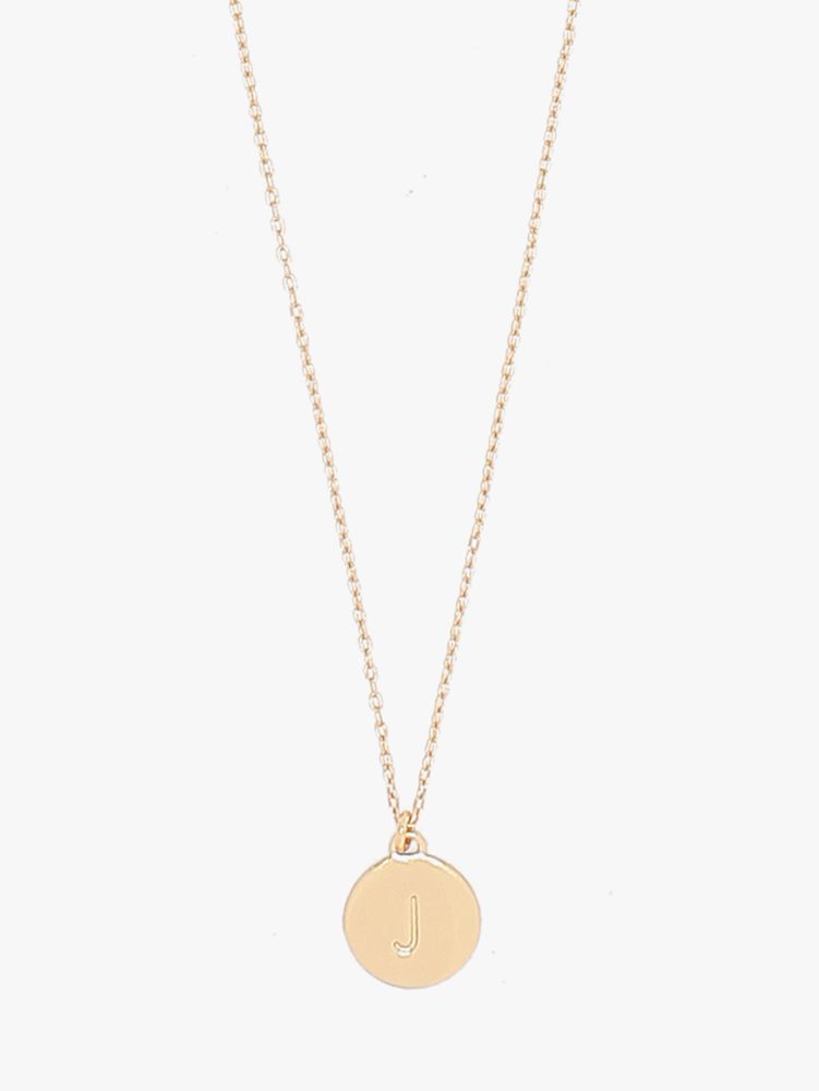 Kate Spade,J Mini Pendant,Single Strand,Disc,Engraved Detail,Initials Embellishment,Gold Plated,Casual,