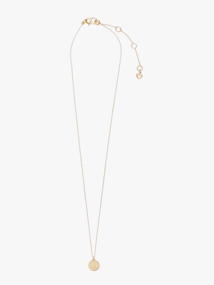 Kate Spade,M Mini Pendant,Single Strand,Disc,Engraved Detail,Initials Embellishment,Gold Plated,Casual,