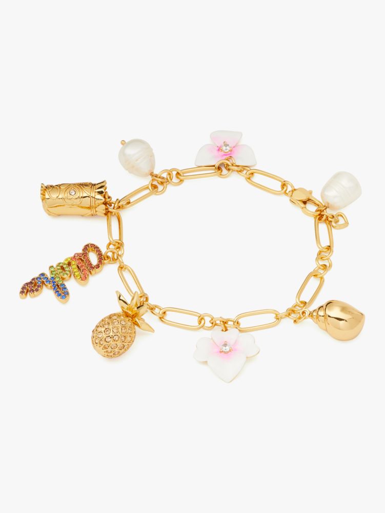 Barbie™ x Kendra Scott Gold Charm Bracelet in Pink Mix