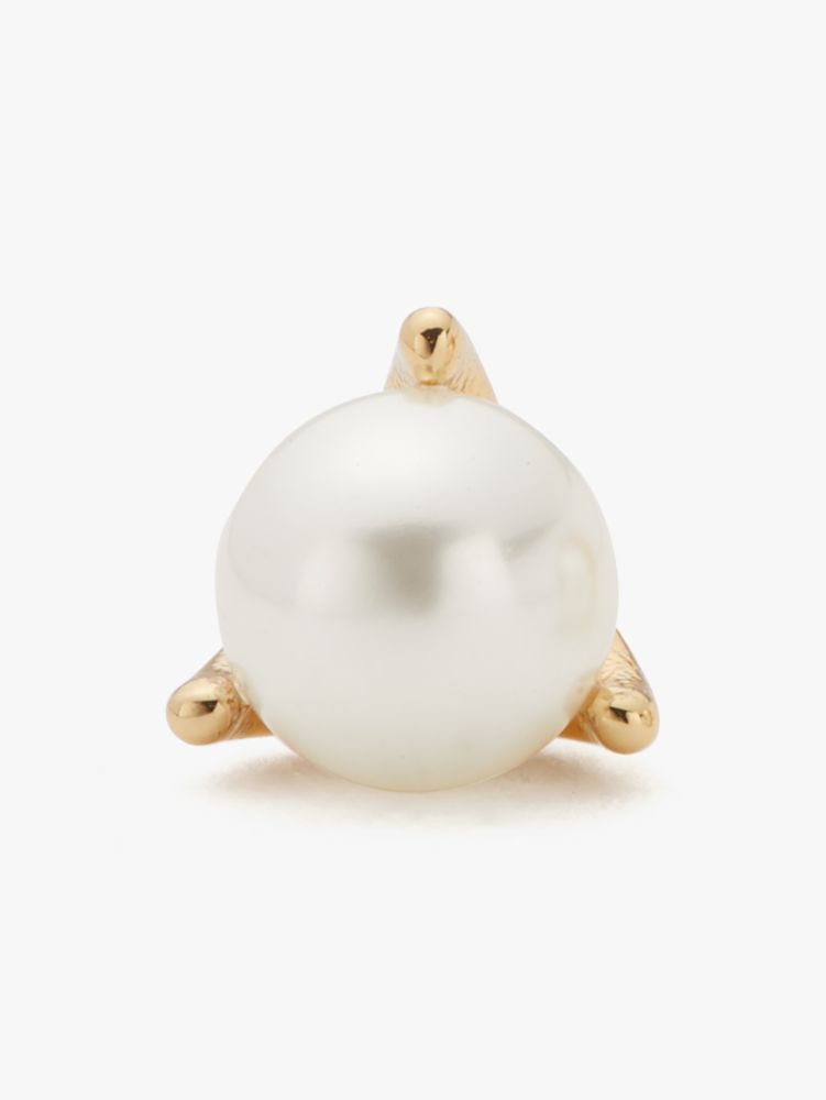 Kate Spade,Brilliant Statements Mini Tri-prong Studs,Studs,Metal Material,Cubic Zirconia,Pearl,Gold Plated,Yellow Gold Pla...,Cream