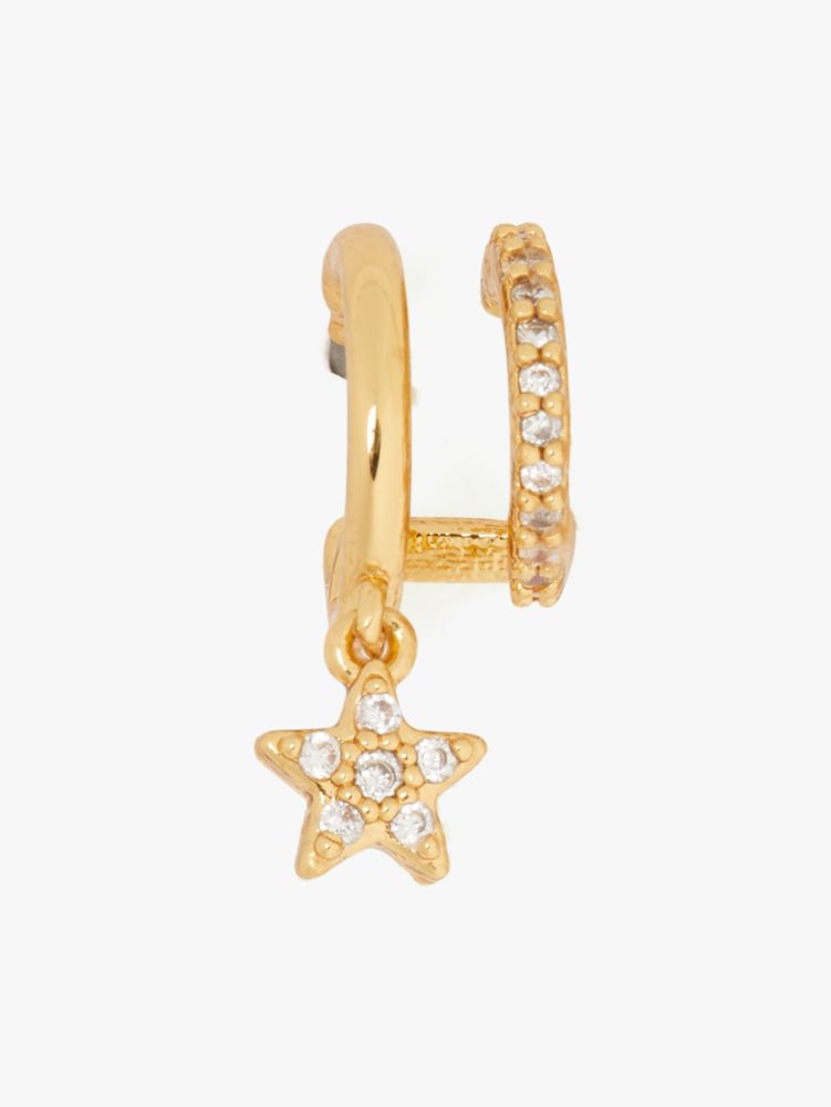 Kate Spade,something sparkly pavé star double mini hoops,earrings,Clear/Gold