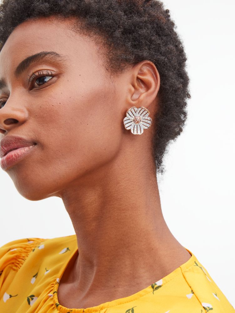 Kate Spade,glistening petals flower statement studs,earrings,Opal