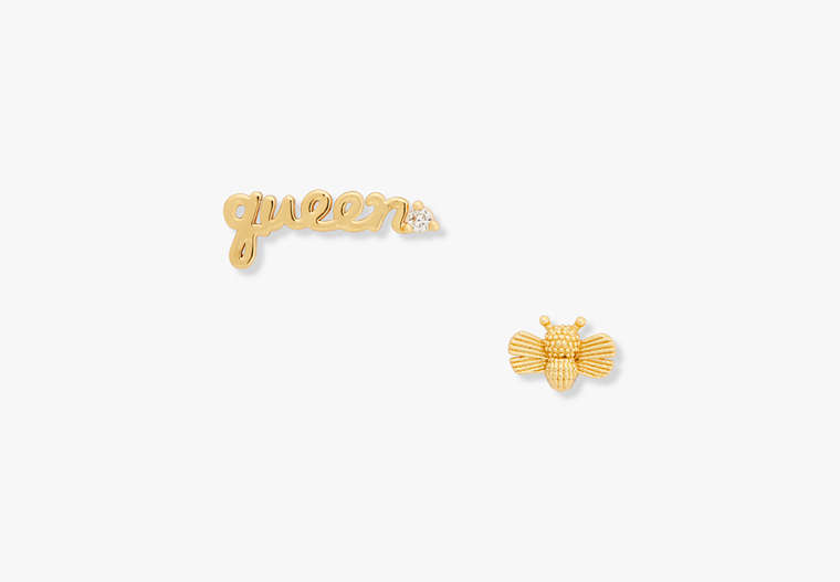 Love You, Mom Queen Bee Asymmetrical Studs, , Product
