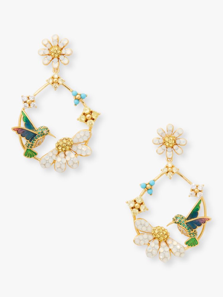 Dazzling Daisy Hummingbird Statement Hoops | Kate Spade New York