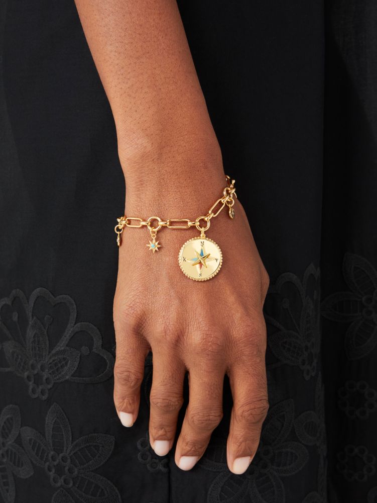 Louis Vuitton Blooming Supple Gold Tone Charm Bracelet Louis