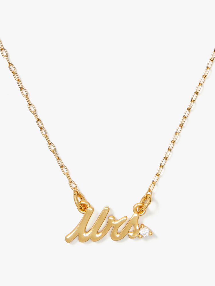 Kate Spade,say yes mrs necklace,necklaces,Clear/Gold