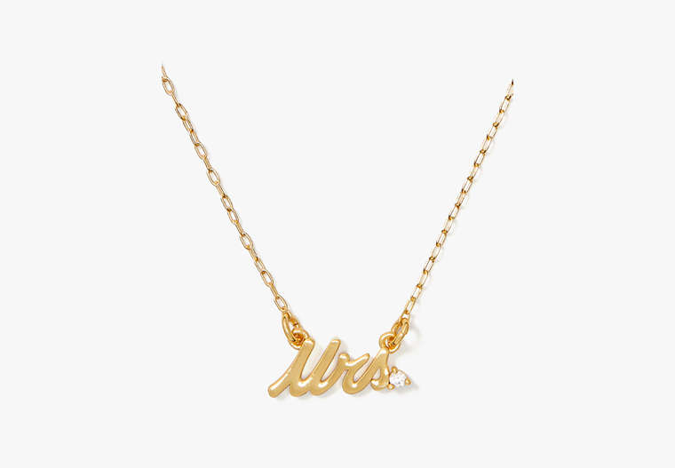 Kate Spade,say yes mrs necklace,necklaces,Clear/Gold image number 0