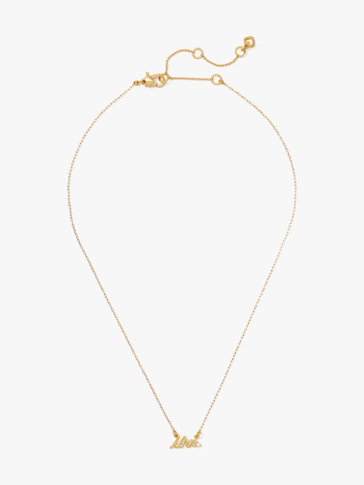 Kate Spade,say yes mrs necklace,necklaces,Clear/Gold