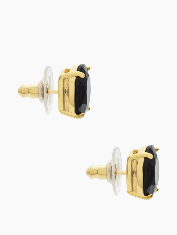 Kate Spade,Kate Spade Small Square Studs,Studs,Jet,Metal Material,Glass,Gem Embellishment,14 Kt Gold,Gold Plated,Yellow Go...,Black