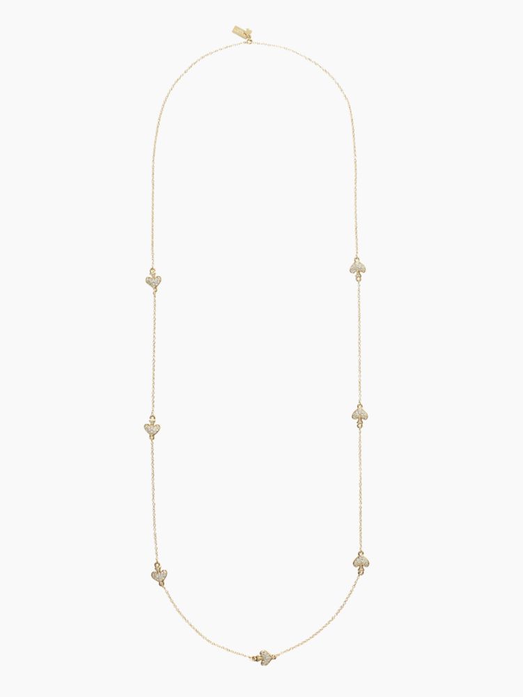 Kate Spade,spade to spade pave scatter necklace,necklaces,Clear/Gold