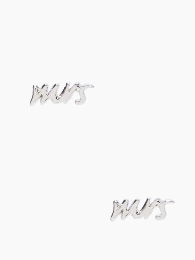 Kate Spade,say yes "mrs" studs,earrings,Silver