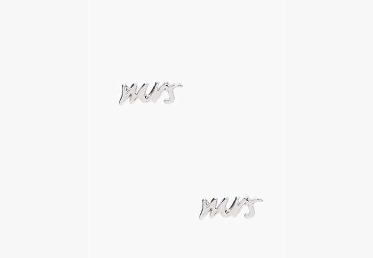 Kate Spade,say yes "mrs" studs,earrings,Silver image number 0