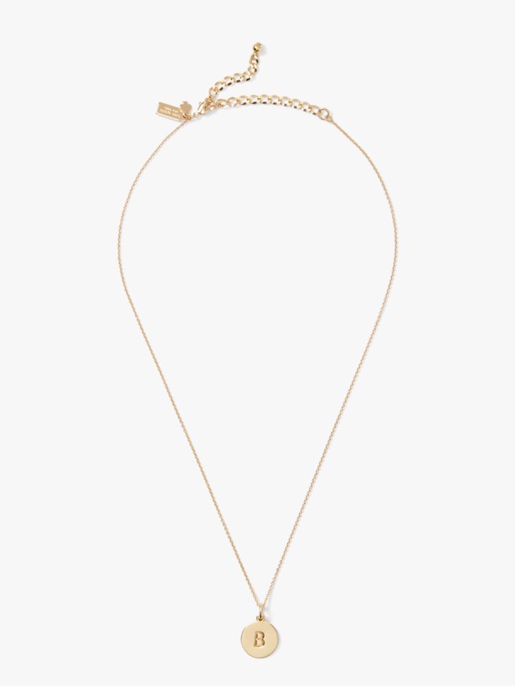 Kate Spade,Initial "b" Pendant,Single Strand,Engraved Detail,Initials Embellishment,Disc,Gold Plated,Casual,