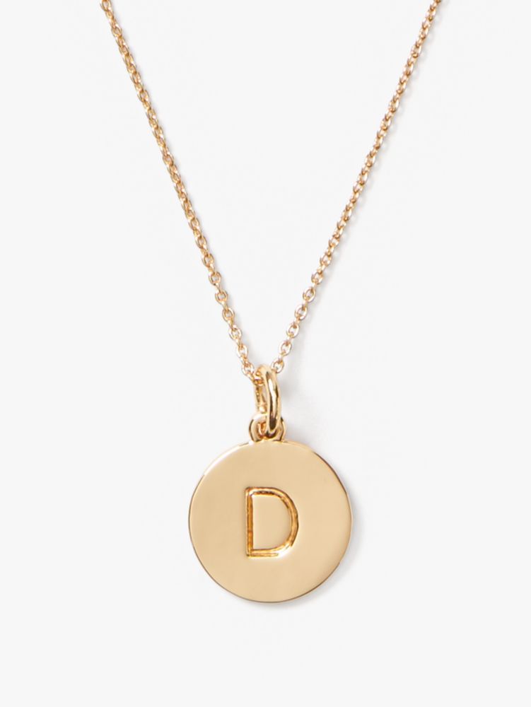 Kate Spade,Initial "d" Pendant,Single Strand,Disc,Engraved Detail,Initials Embellishment,Gold Plated,Casual,