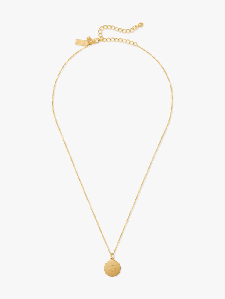 Kate Spade,Initial Pendant,Single Strand,Disc,Initials Embellishment,Engraved Detail,Gold Plated,Casual,