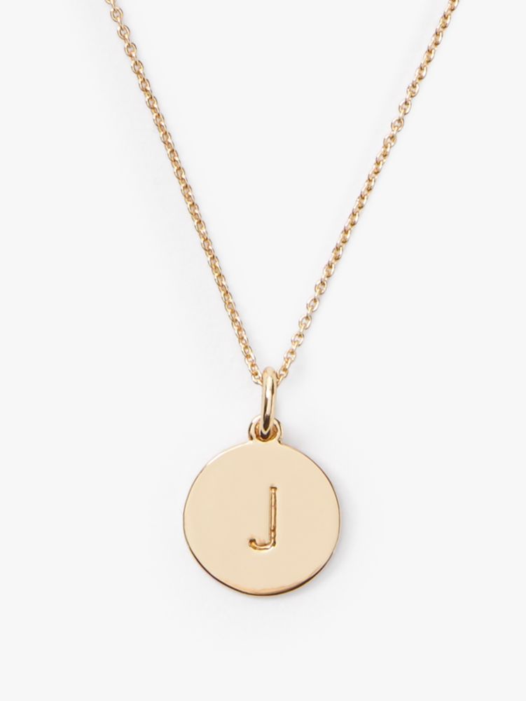 Kate Spade,Initial "j" Pendant,Single Strand,Disc,Engraved Detail,Initials Embellishment,Gold Plated,Casual,