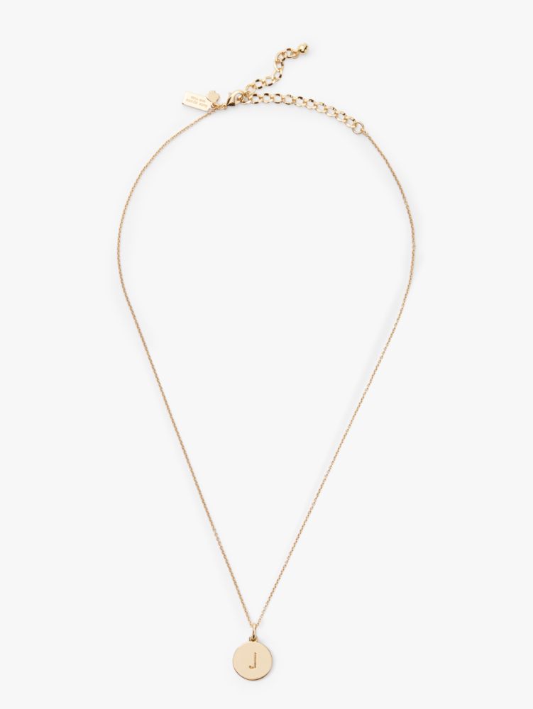 Kate Spade,Initial "j" Pendant,Single Strand,Disc,Engraved Detail,Initials Embellishment,Gold Plated,Casual,