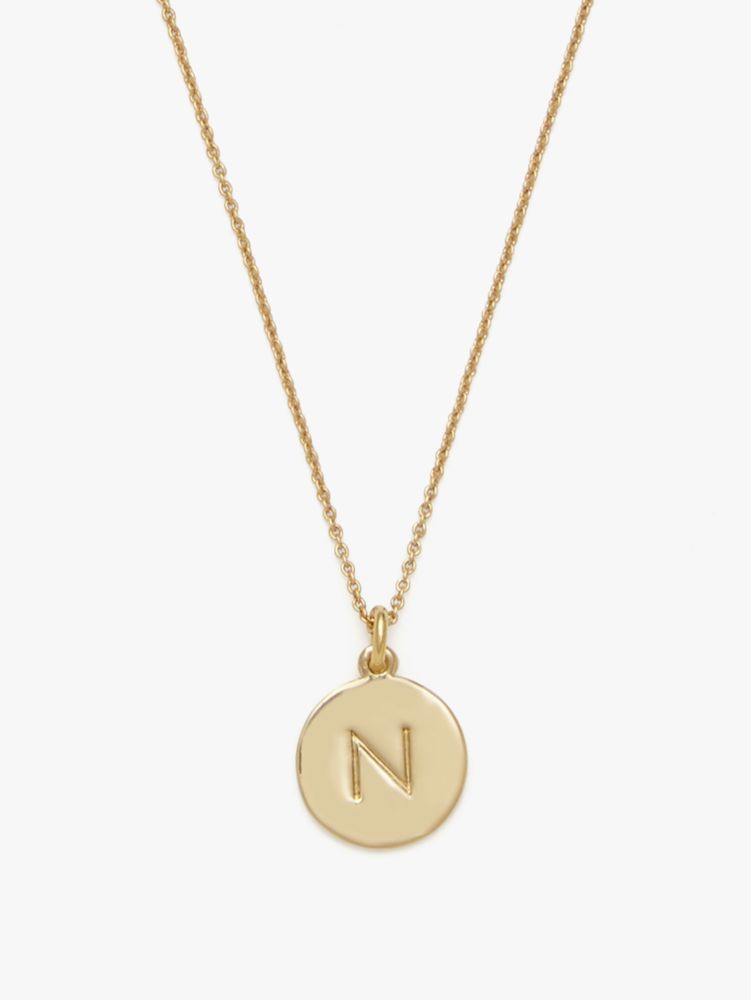 Kate Spade,Initial "n" Pendant,Single Strand,Disc,Engraved Detail,Initials Embellishment,Gold Plated,Casual,