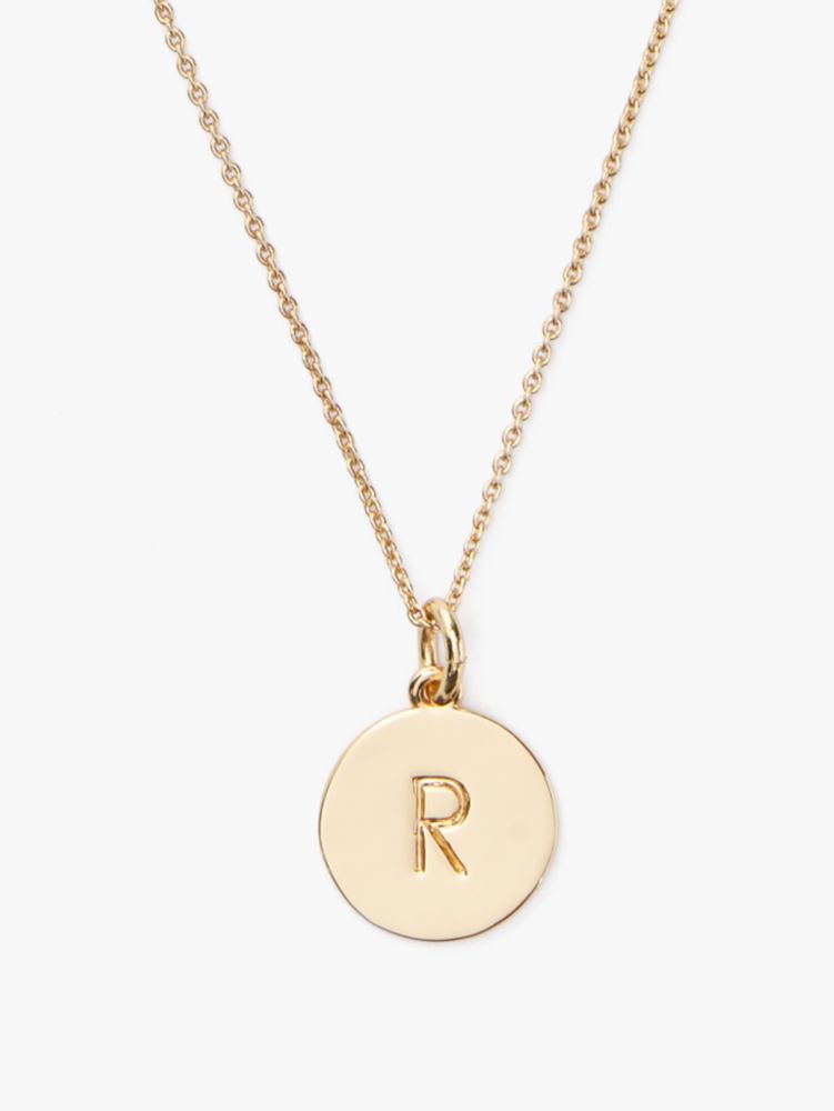 Kate Spade,Initial "r" Pendant,Single Strand,Engraved Detail,Disc,Initials Embellishment,Gold Plated,Casual,