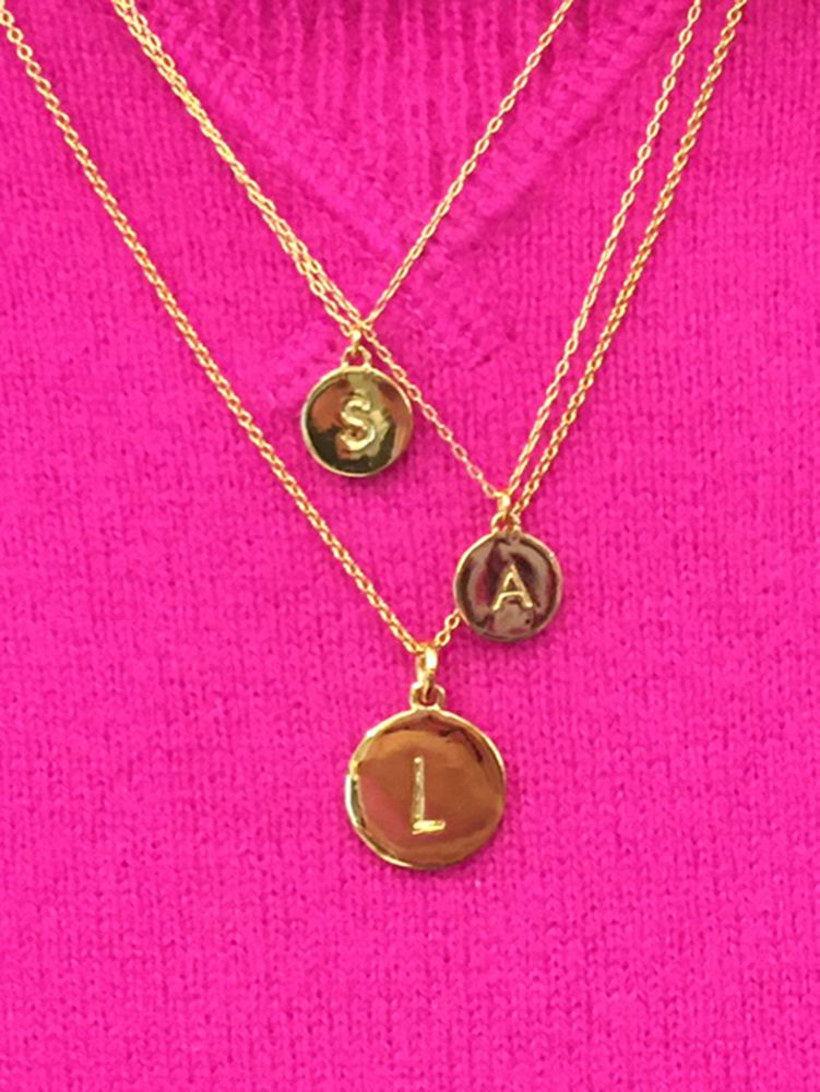 Kate Spade,Initial Pendant,Single Strand,Disc,Initials Embellishment,Gold Plated,Casual,