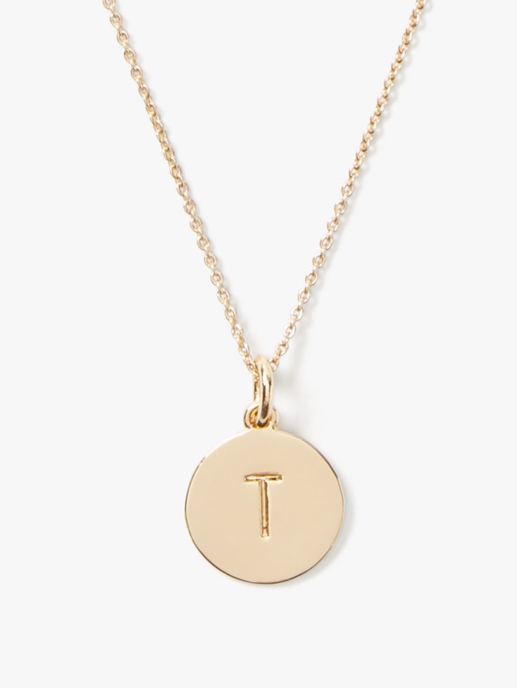 Kate Spade,Initial "t" Pendant,Single Strand,Disc,Engraved Detail,Initials Embellishment,Gold Plated,Casual,