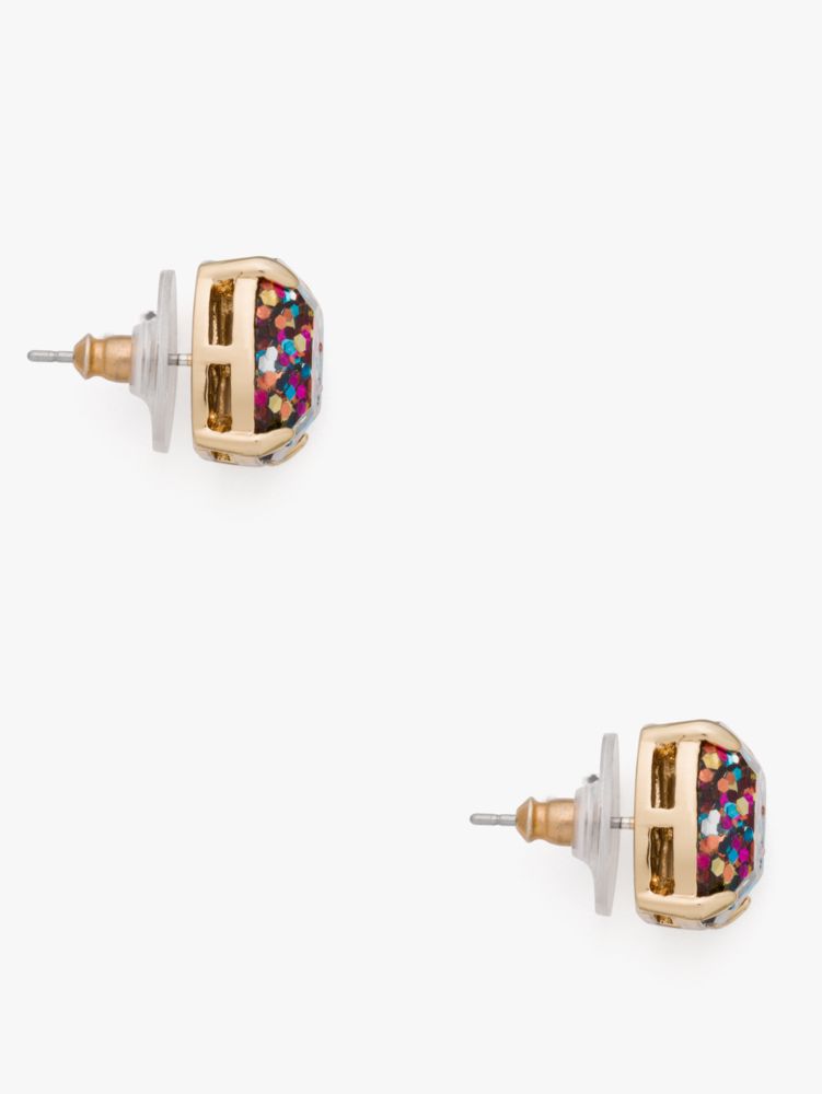 Kate Spade,Small Square Studs,Studs,Resin,Crystal,Gem Embellishment,Glitter,Gold Metal,Rhodium,Day Party,Multi Color