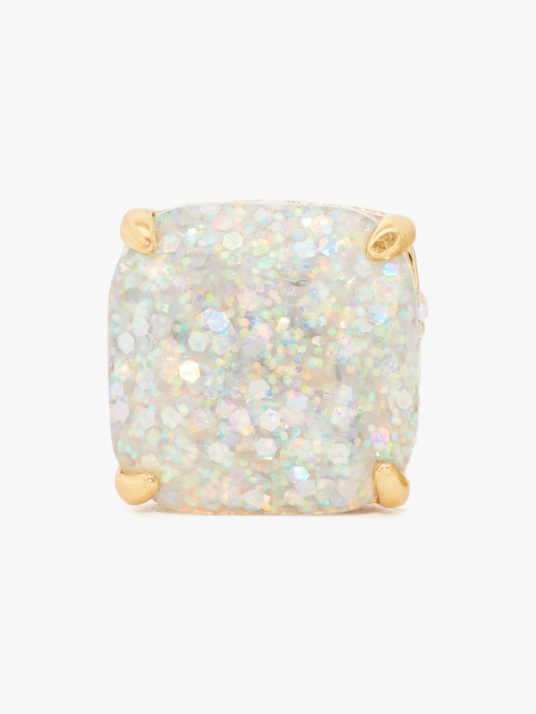 Kate Spade,Small Square Studs,Studs,Resin,Rhinestones,Glitter,Gold Metal,Rhodium,Day Party,Iridescent