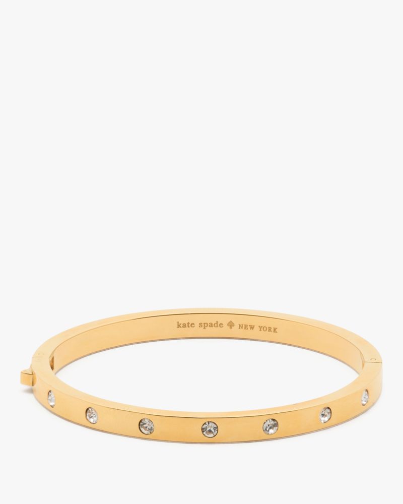 Kate Spade,set in stone hinged bangle,bracelets,Clear/Gold