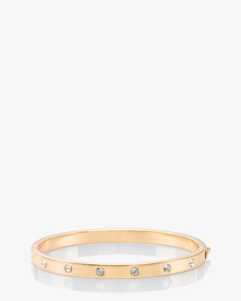 Kate Spade,set in stone hinged bangle,bracelets,Clear/Gold