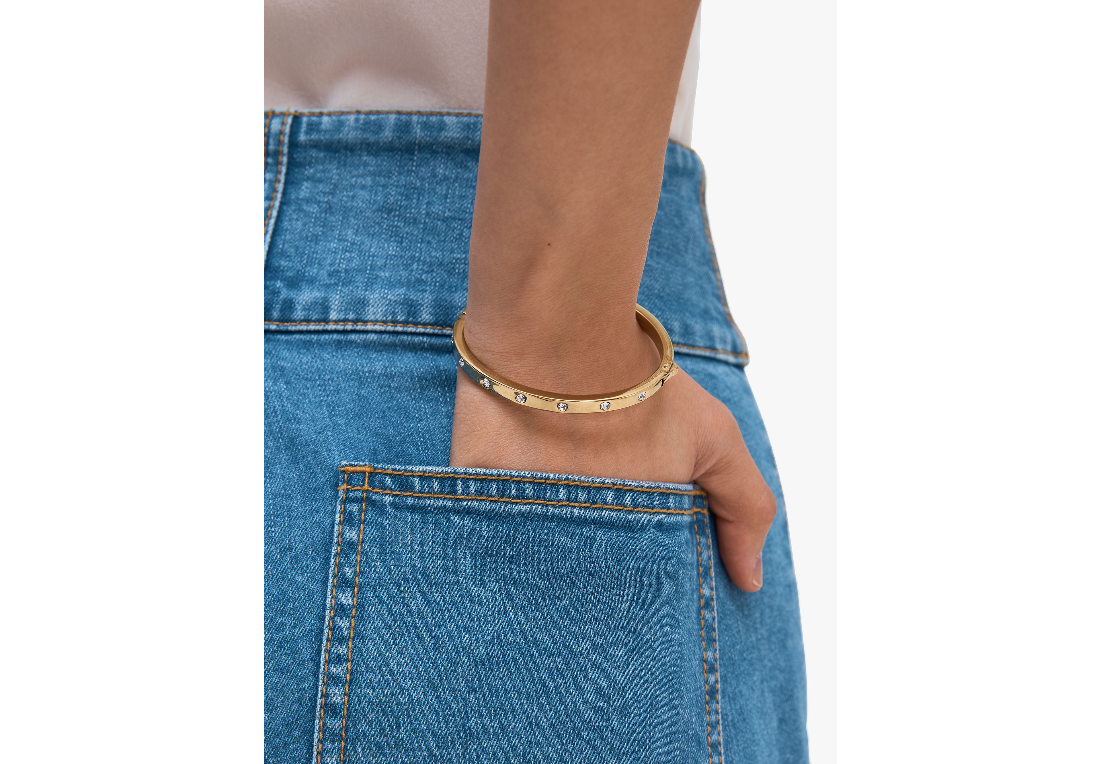 Set in Stone Hinged Gold Bangle