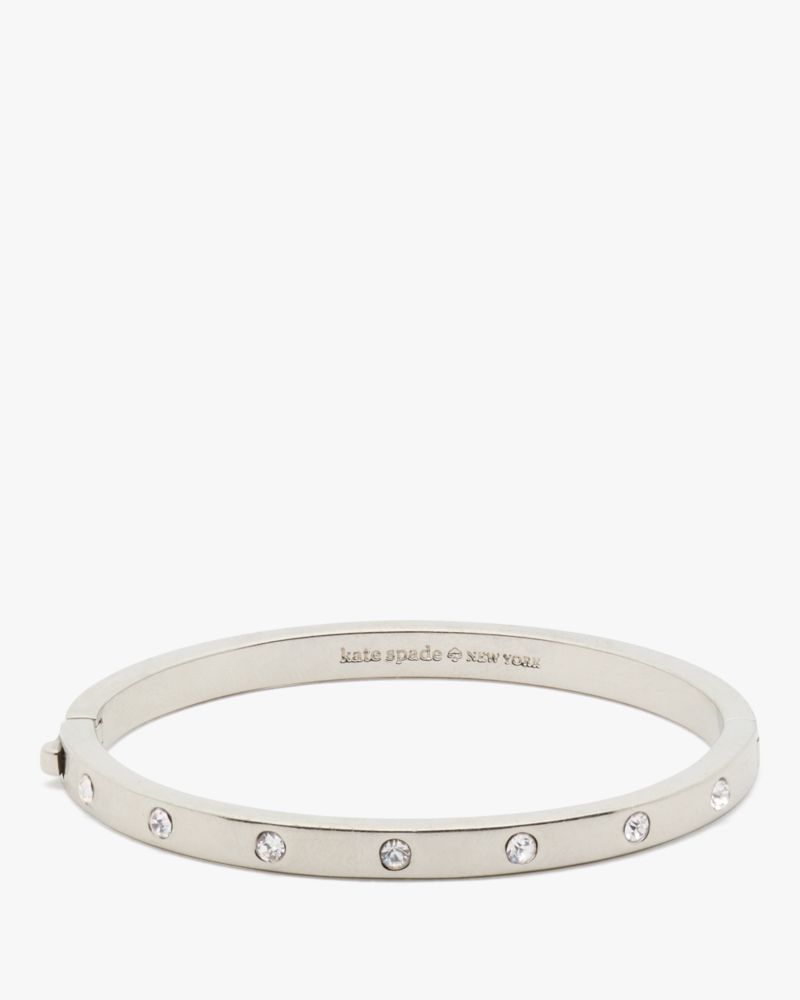 Kate Spade,Set In Stone Hinged Bangle,Crystal,Gem Embellishment,Set,Silver Plated,Work,Casual,Clear