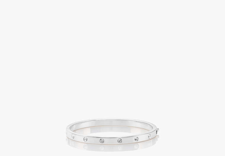 Kate Spade,set in stone hinged bangle,bracelets,Clear/ Silver