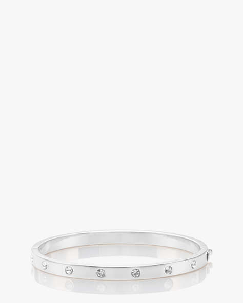 Kate Spade,set in stone hinged bangle,bracelets,Clear/ Silver