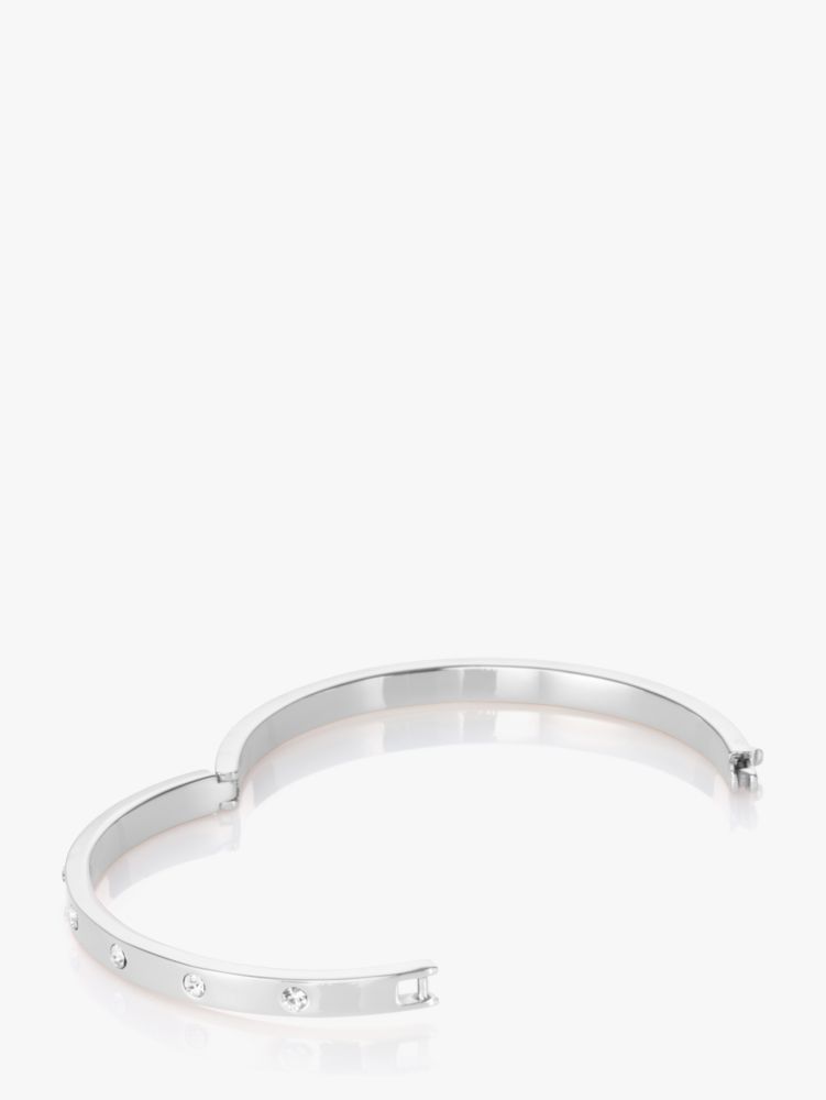 Kate Spade,Set In Stone Hinged Bangle,Crystal,Gem Embellishment,Set,Silver Plated,Work,Casual,Clear