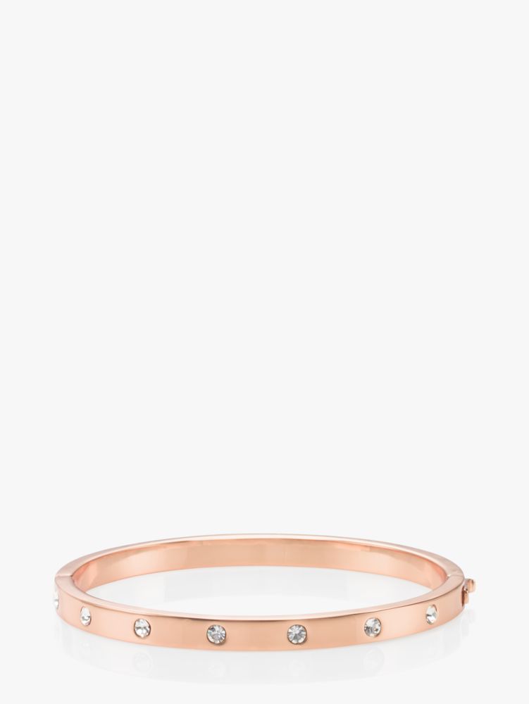 Kate Spade,Set In Stone Hinged Bangle,Crystal,Gem Embellishment,Set,Rose Gold Plated,Work,Casual,Clear