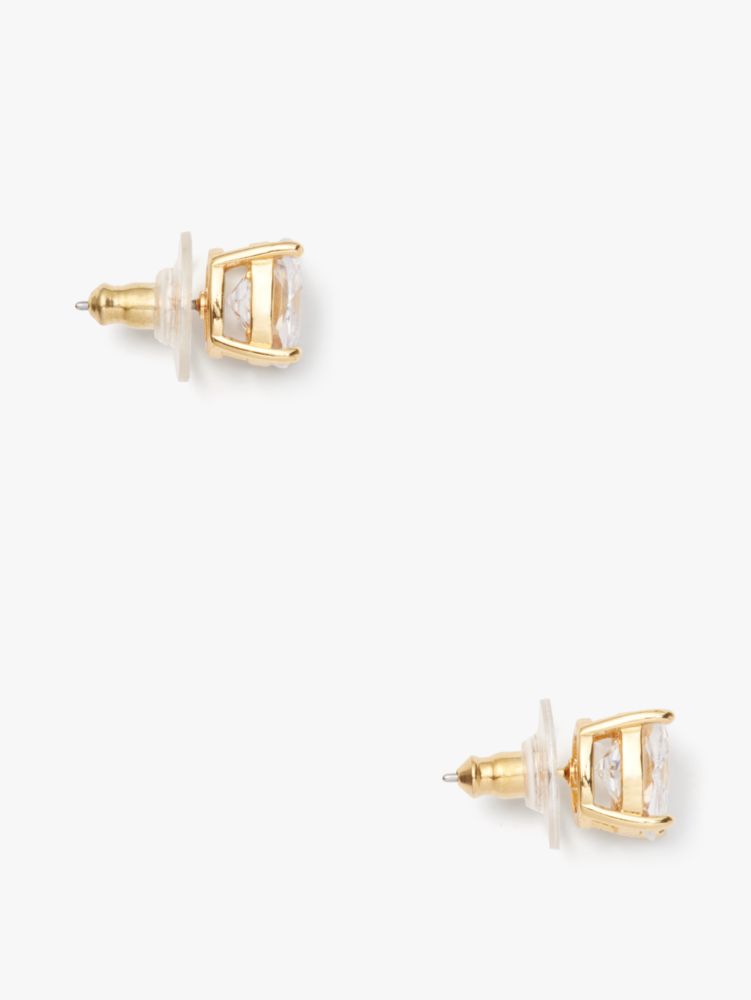Kate Spade,mini small square studs,earrings,Clear/ Gold
