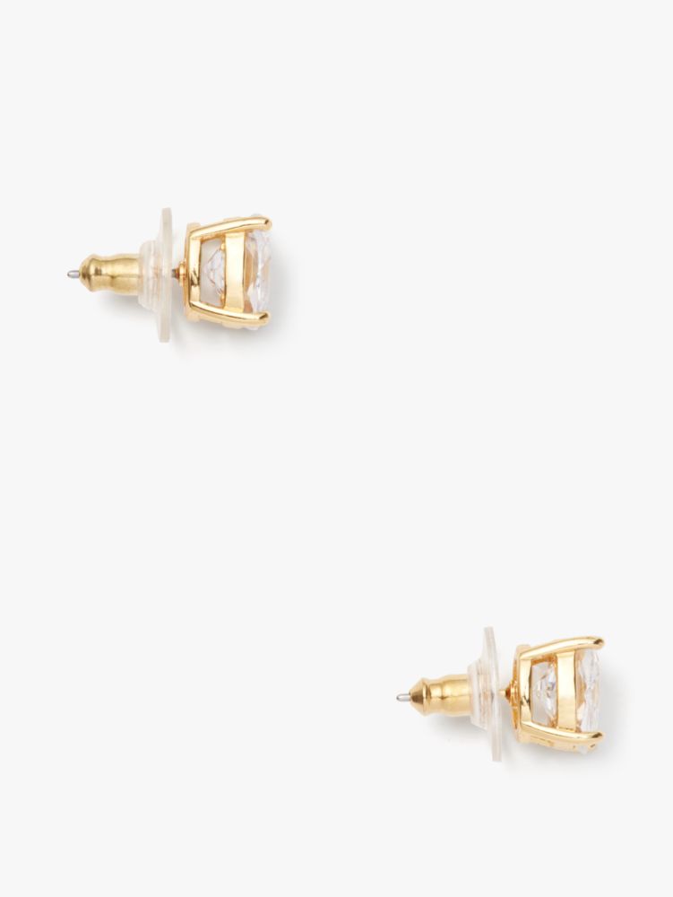 Kate Spade,Mini Small Square Studs,Studs,Metal Material,Enamel,Square Embellishment,Gem Embellishment,Gold Plated,Yellow G...,Clear