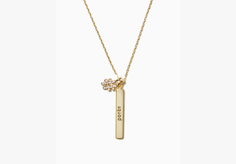 Kate Spade,#livecolorfully squad bar pendant,Clear/Gold