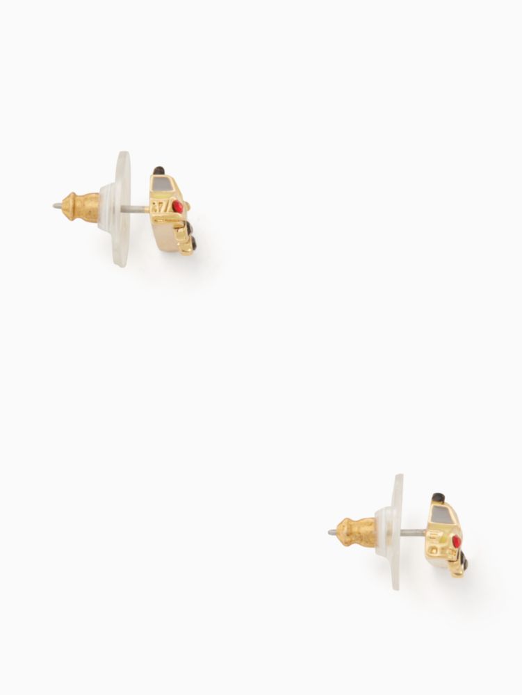 Kate Spade,Ma Cherie Taxi Studs,Studs,Metal Material,Cubic Zirconia,Enamel,Glass,Novelty Embellishment,Gold Plated,Yellow ...,
