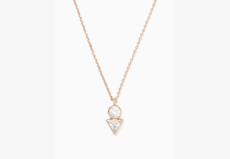 Kate Spade,bright ideas triangle mini pendant,Clear/Rose Gold