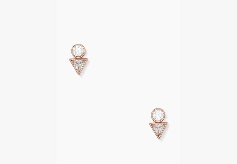 Kate Spade,bright ideas triangle studs,Clear/Rose Gold