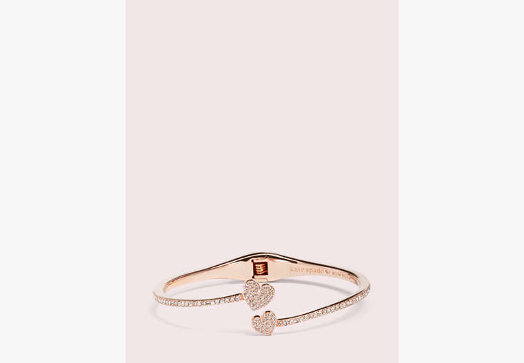 Kate Spade,YOURS TRULY pave open hinge cuff,Clear/Rose Gold
