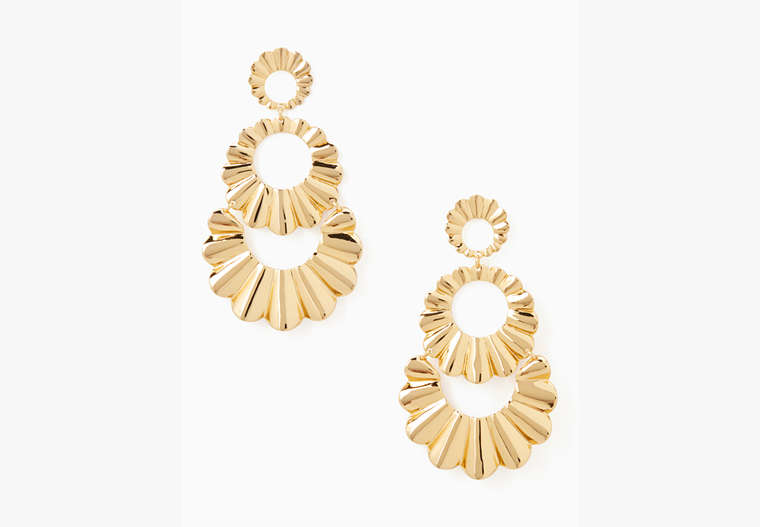Kate Spade,scrunched scallops triple drop earrings,Gold