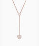 Kate Spade,yours truly pave heart y necklace,Clear/Rose Gold