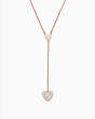 Kate Spade,yours truly pave heart y necklace,Clear/Rose Gold