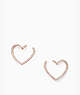 Kate Spade,yours truly pave heart bypass hoops,Clear/Rose Gold