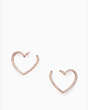 Kate Spade,yours truly pave heart bypass hoops,Clear/Rose Gold