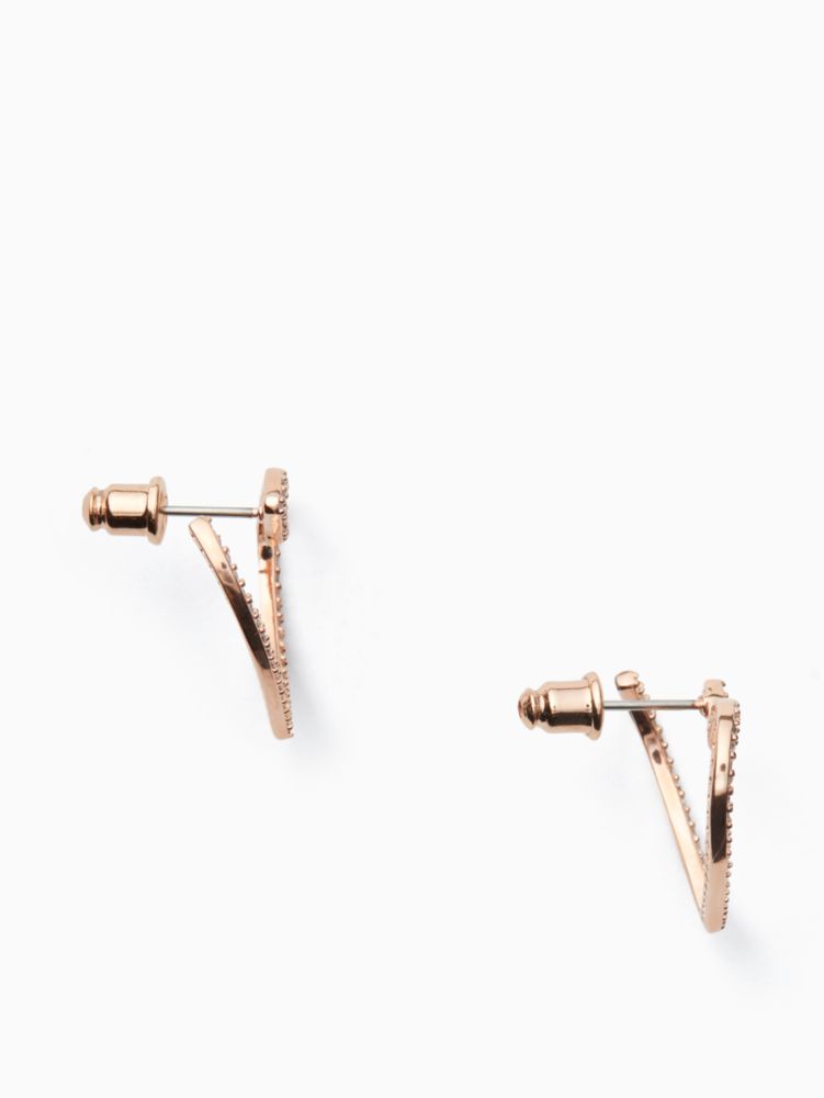 Kate Spade,Yours Truly Pave Heart Bypass Hoops,