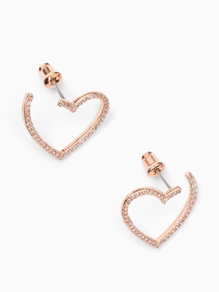 Kate Spade,Yours Truly Pave Heart Bypass Hoops,