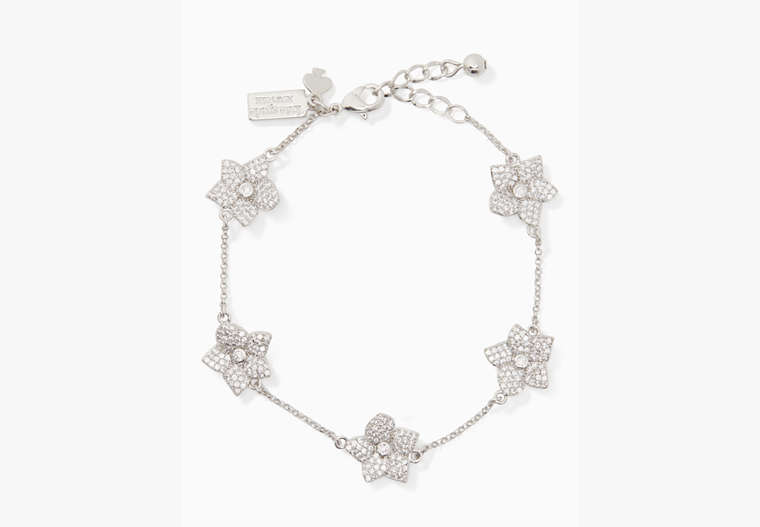 Kate Spade,blooming pave bloom bracelet,Clear/Silver